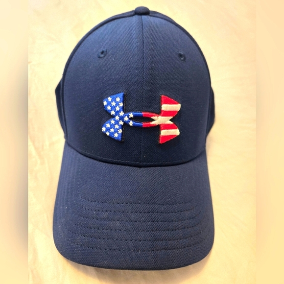 Mens Under Armour fitted hat M/L American flag - Picture 1 of 5